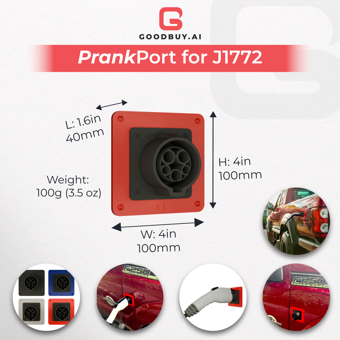 PrankPort Fake EV Charging Port J1772 – Hilarious Car Prank Gift