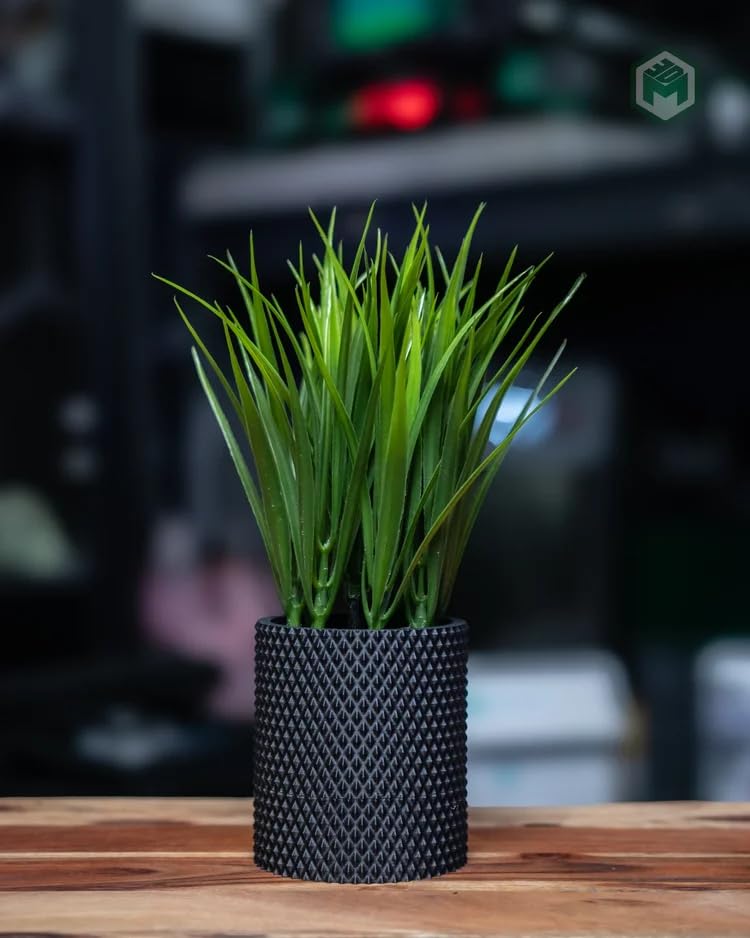 Knurl Planter with Locking Drip Tray | Small Succulent & Cactus Pot | Modern Textured Design | 3D Printed
