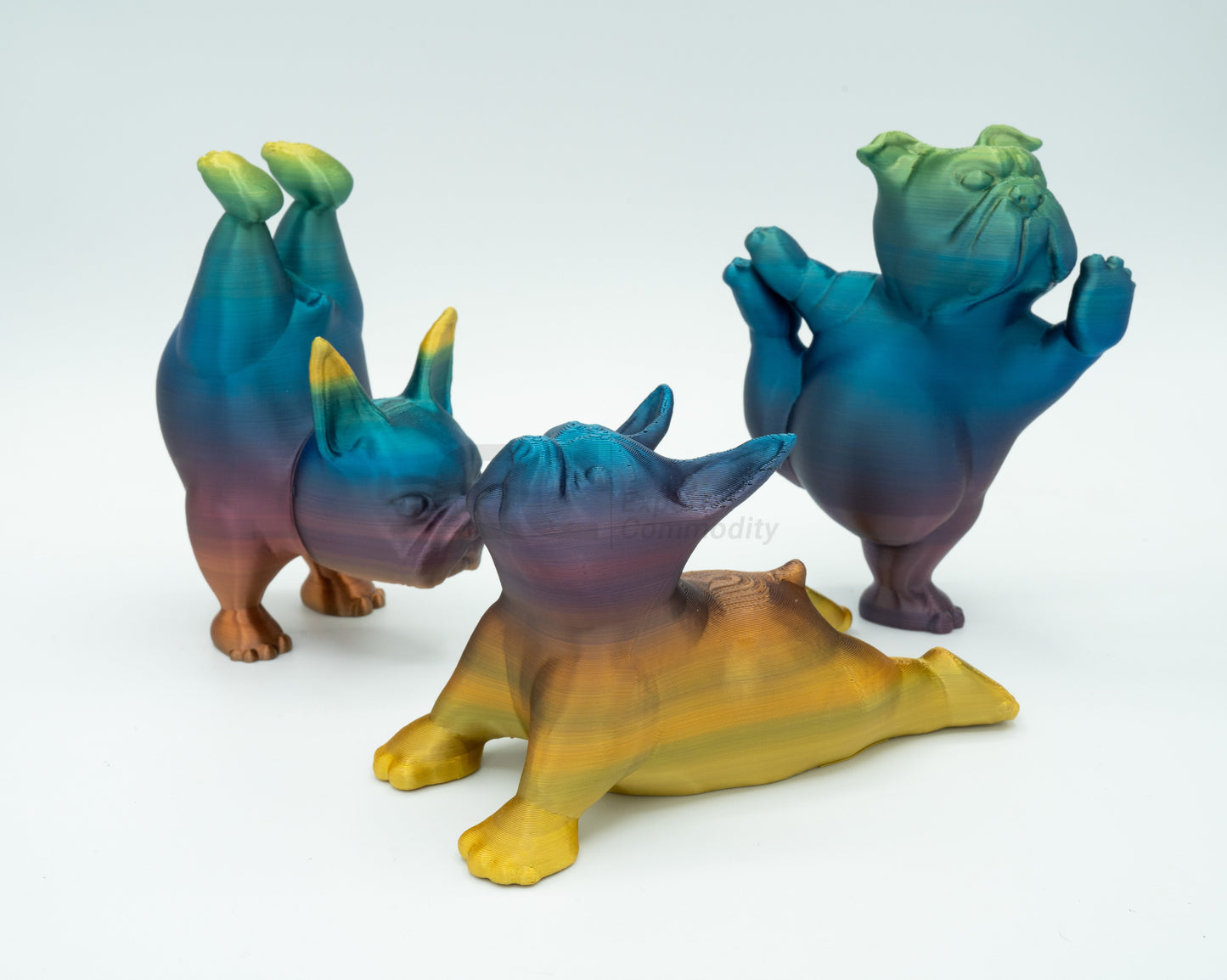Yoga Pups in Poses: 3D Printed English Bulldogs Embracing Peace (Cobra)