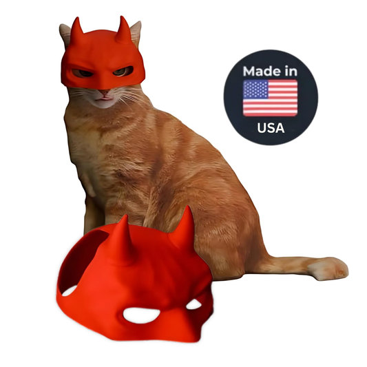 Original Devil Cat Mask - Medium Devil Mask for Cats, Funny Halloween Costume Accessories, Red Cat Mask with Horns, TikTok, Instagram & Viral Videos