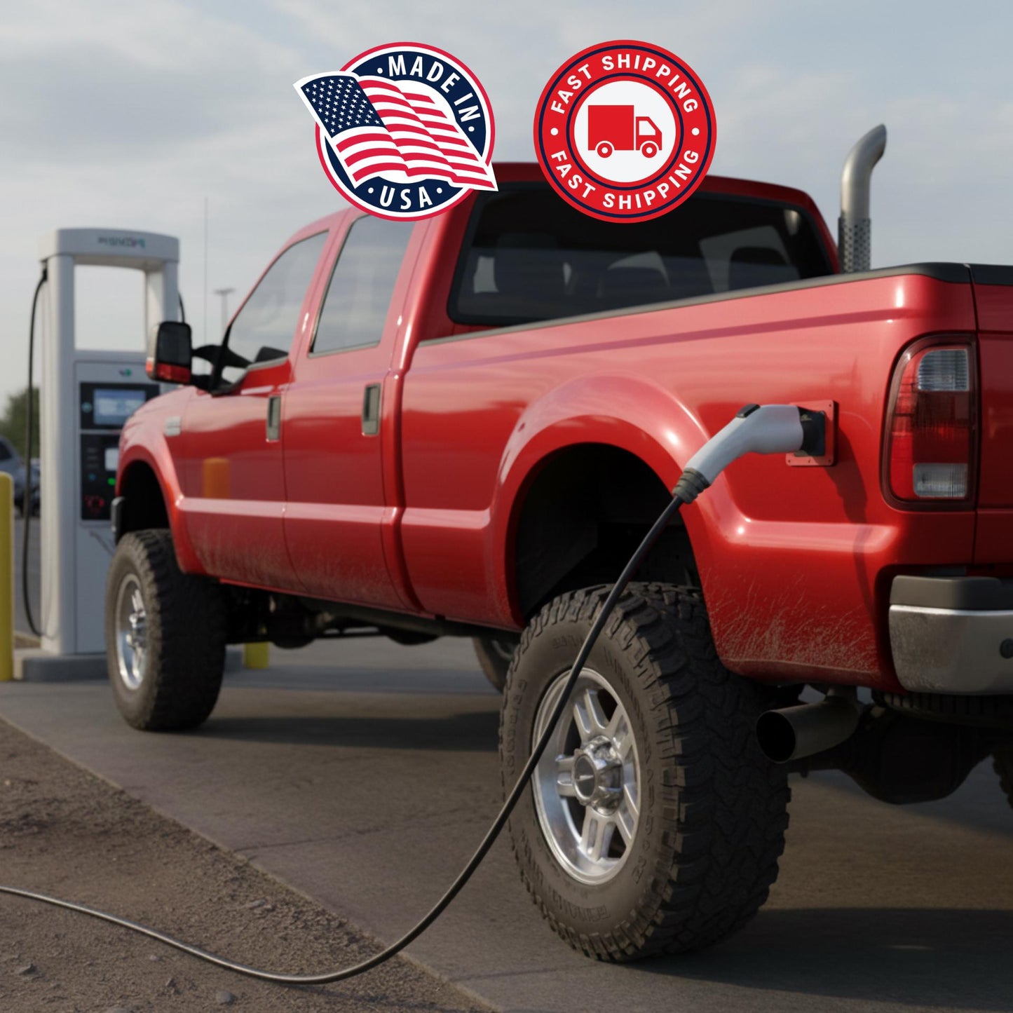 PrankPort v2: Magnetic Fake EV Charging Port - Diesel Truck Gag Gift