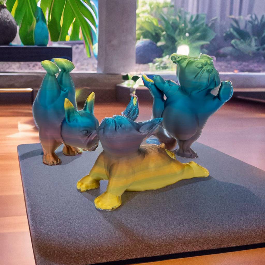 Yoga Pups in Poses: 3D Printed English Bulldogs Embracing Peace (Cobra)